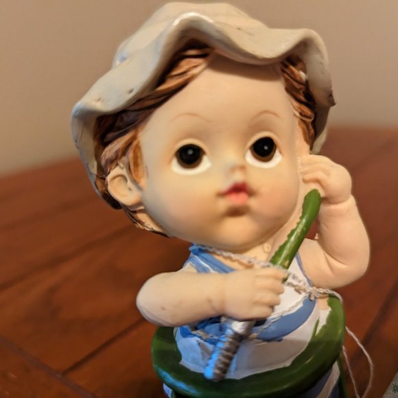 Tender Times Figurine Greenbrier International Boy w/Garden Hose Watering Plants - Picture 2 of 8